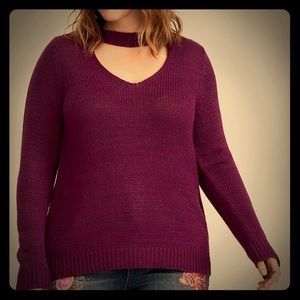 Torrid burgundy choker sweater